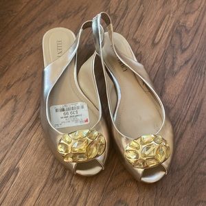 Nude bejeweled Ellen Tracy Flats